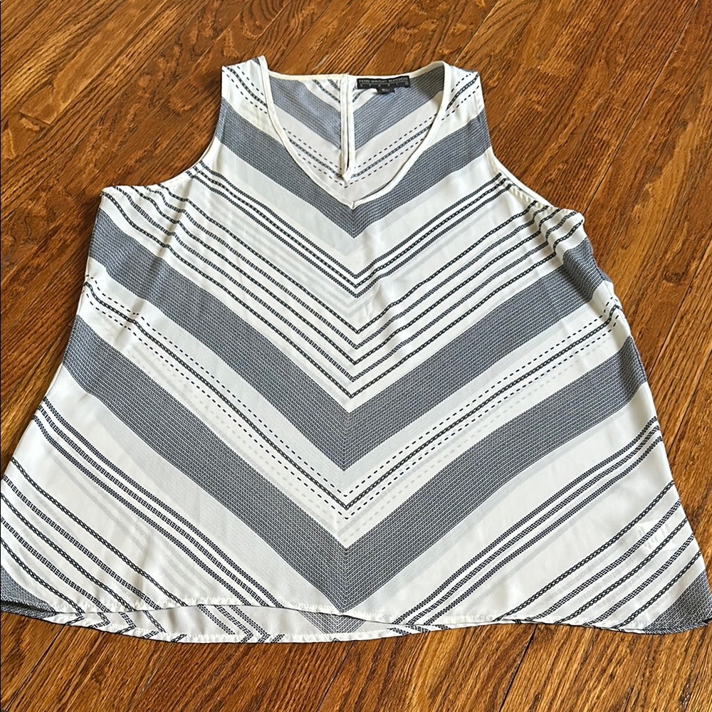 Striped Sleeveless Top - Navy and White